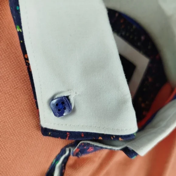 Maceoo Mozart Solid Coral Pique Polo Shirt Mens Size Large Short Sleeve - Picture 7 of 14